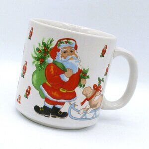 Vintage Wall Drug Of South Dakota Christmas Santa Dog Sled Ceramic White 4.5" X